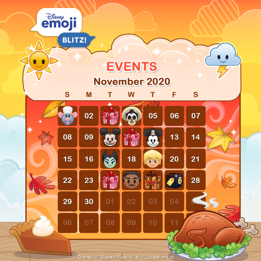 Disney Emoji Blitz Events Calendar Customize and Print