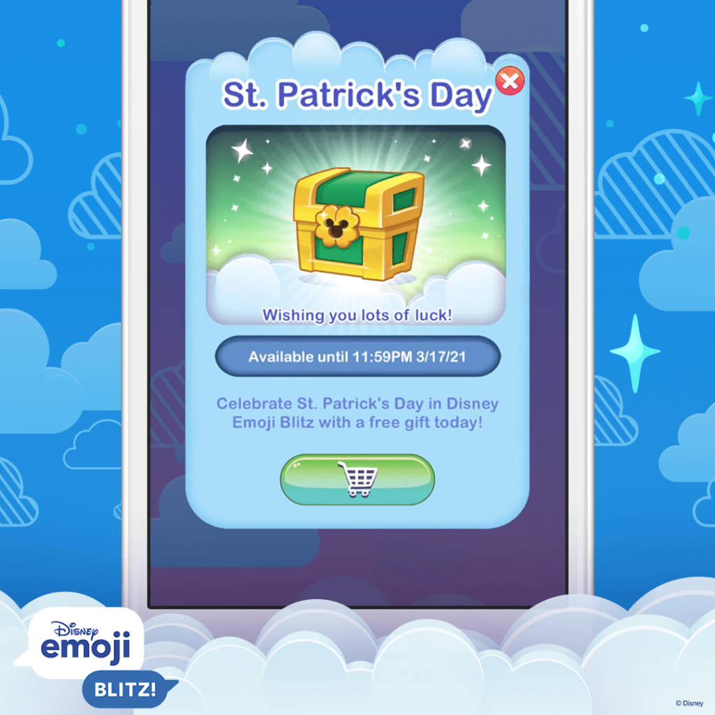 St. Patrick's Day Giveaway, March Update, Disney Emoji Blitz
